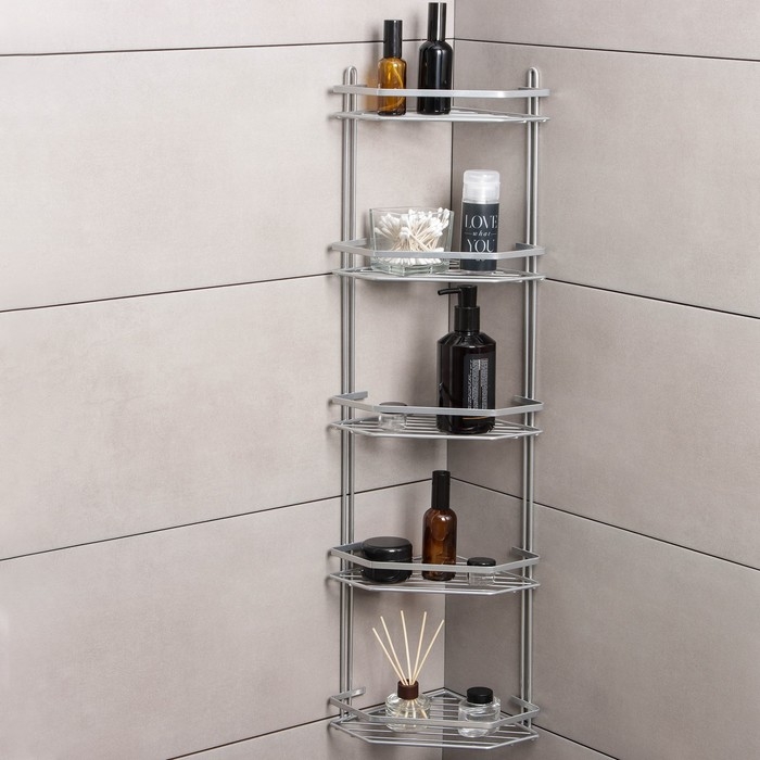 Полка угловая 5-ти ярусная, 20×28×87 см, цвет хром Полка угловая 5-ти ярусная, 20×28×87 см, цвет хром