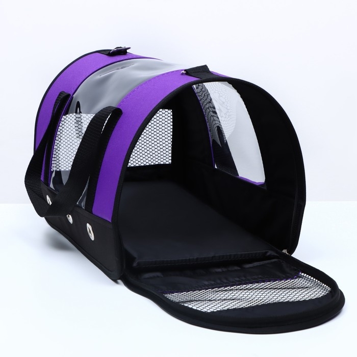 Сумка-переноска с окном  Сумка-переноска с окном "Панорамная", 40 х 25 х 27 см, фиолетовая