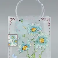 Пакет подарочный прозрачный, "Ромашки-васельки", 22 х 10 х 24 см