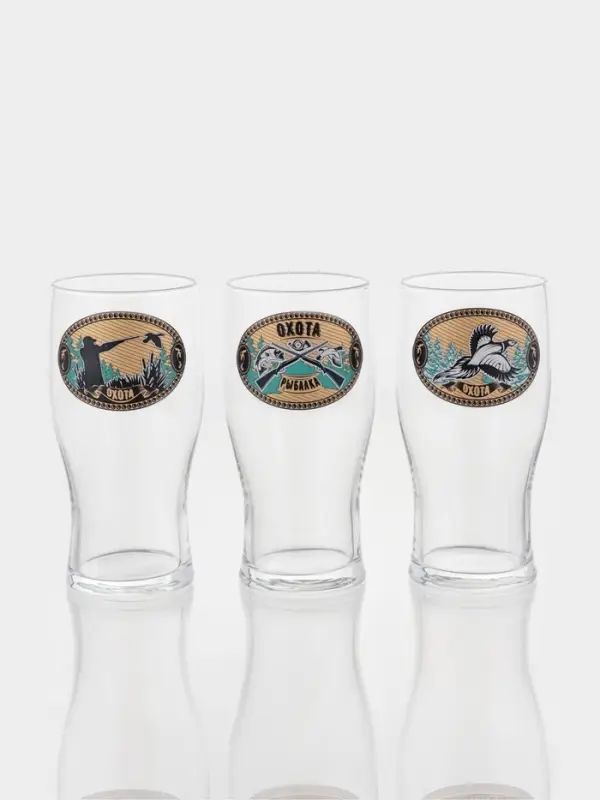 Пивной бокал ОСЗ &laquo;Тюлип. На охоте&raquo;, 570 мл, стекло, рисунок МИКС