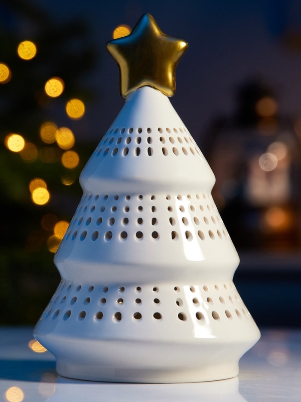 Светодиодная фигура Светодиодная фигура "Елка с золотой звездой" 17.5х11х11, 1 LED, LR44x3(в компл.), Т/БЕЛЫЙ