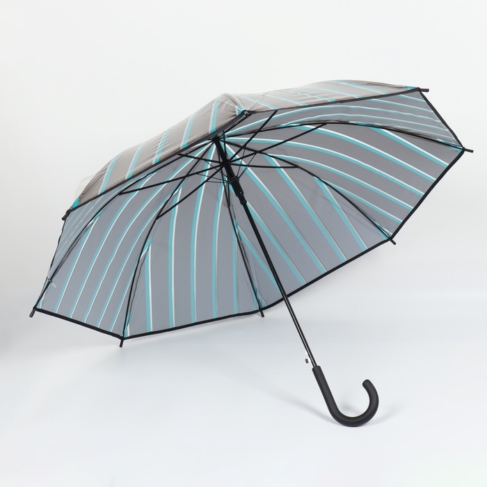 Зонт - трость полуавтоматический «Полосы», 8 спиц, R = 54/60 см, D = 120 см, цвет серый/зелёный Зонт - трость полуавтоматический «Полосы», 8 спиц, R = 54/60 см, D = 120 см, цвет серый/зелёный