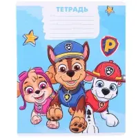 Тетрадь в крупную клетку 12 листов, 5 видов МИКС, обложка мелованный картон, Щенячий патруль