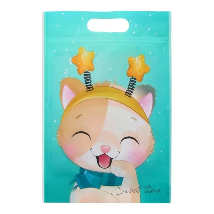 Пакет подарочный, с zip-lock застежкой,  Пакет подарочный, с zip-lock застежкой, "Зимние котята", 15х22см.