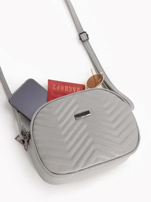 Сумка женская кросс-боди на молнии, 19&times;7&times;15 см, серая