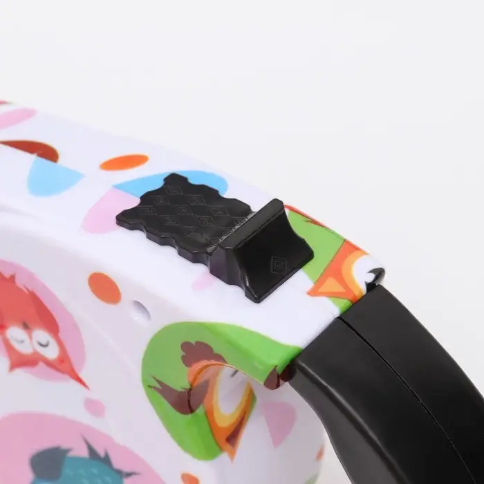 Рулетка с поводком-лентой, 5 м, до 15 кг, резиновая ручка, разноцветная