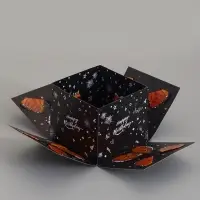 Коробка-сюрприз подарочная &laquo;Бабочки, День рождения&raquo; чёрная, с вылетающими бабочками, 15&times;14.8&times;12.5 см