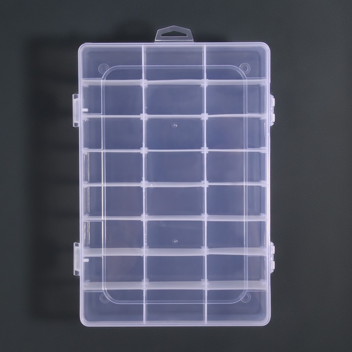 Органайзер для декора, передвижные ячейки, 24 ячейки, 19,7 × 13,3 × 3,5 см, цвет прозрачный Органайзер для декора, передвижные ячейки, 24 ячейки, 19,7 × 13,3 × 3,5 см, цвет прозрачный