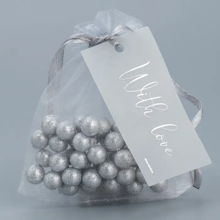 Мешочек подарочный органза серебро «От души», с шильдиком, 10 х 12 см +/- 1.5 см Мешочек подарочный органза серебро «От души», с шильдиком, 10 х 12 см +/- 1.5 см