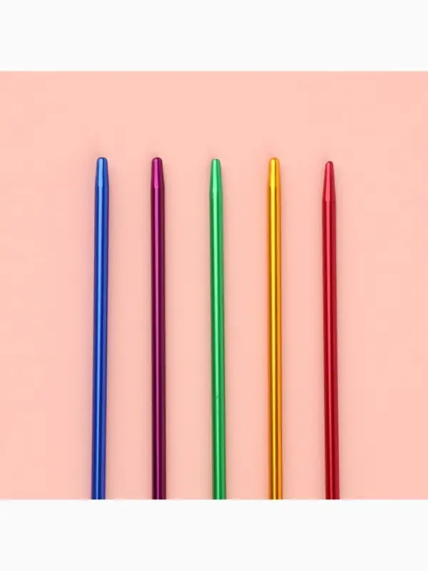 Спицы для вязания, чулочные, из алюминия, d=2 мм, 25 см, 5 шт., разноцветные