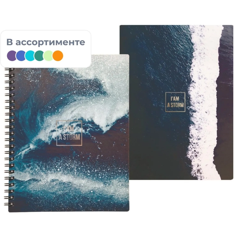 Бизнес-тетрадь BeSmart А5 120л. клетка спираль мягк пер. Storm волна N1931