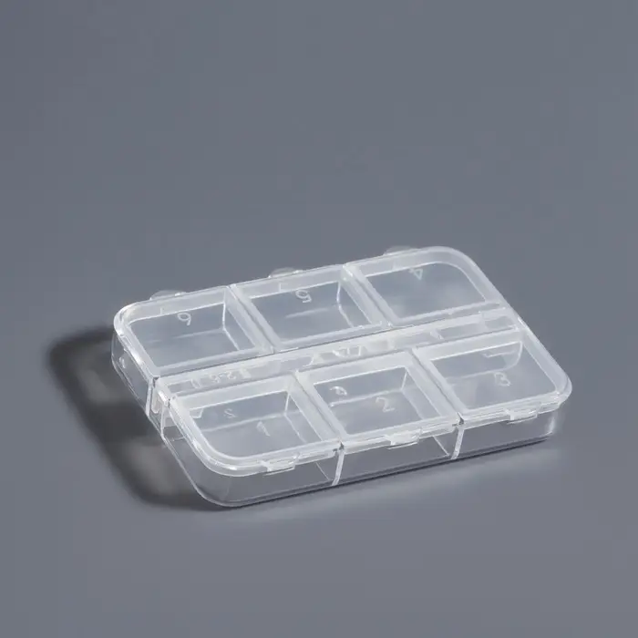 Органайзер для хранения мелочей, 6 ячеек, 5.3×7.5×1.3 см, прозрачный Органайзер для хранения мелочей, 6 ячеек, 5.3×7.5×1.3 см, прозрачный