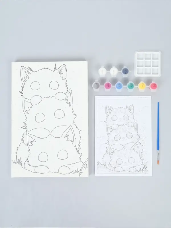 Картина по номерам на холсте &laquo;Башня из котиков&raquo;, 20&times;30 см
