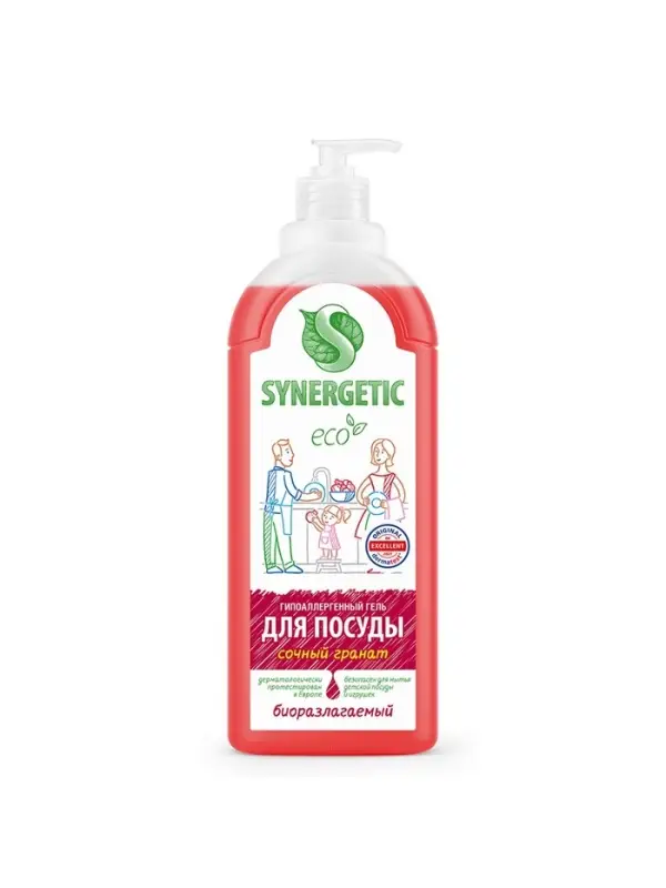 Средство для мытья посуды Synergetic &laquo;Гранат&raquo;, гель антибактериальный, биоразлагаемый, 1 л