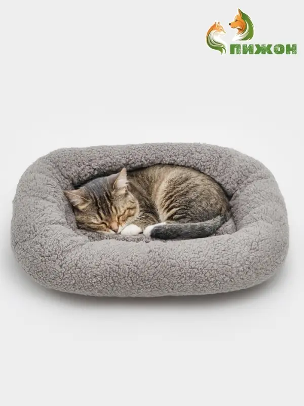 Лежанка для животных &laquo;Уют&raquo;, мягкий мех, 45&times;35&times;11 см, серая