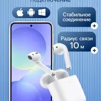 Наушники беспроводные Hoco EW41, TWS, вкладыши, Bluetooth 5.3, 35/350 мАч, белые