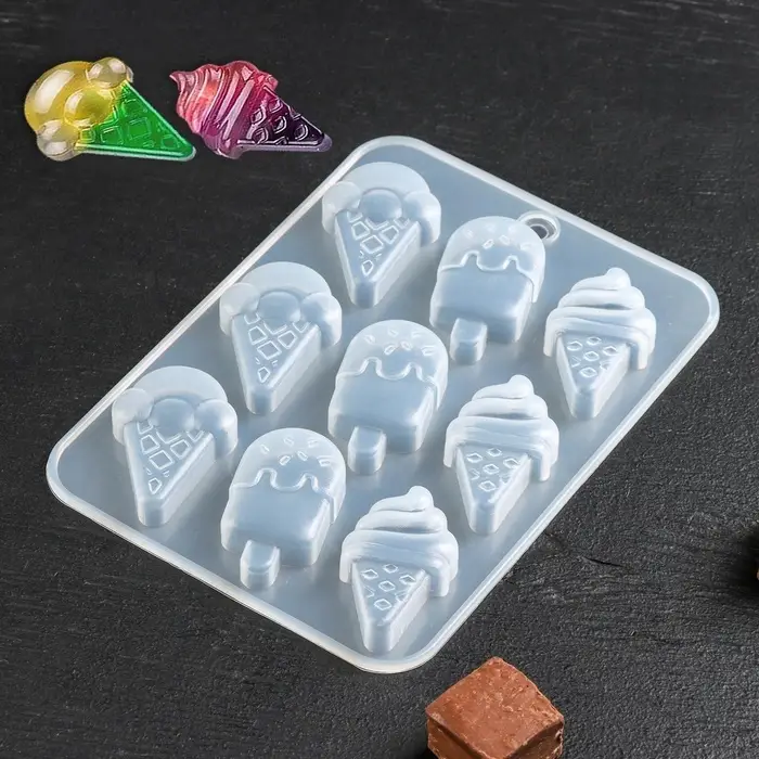 Форма для шоколада &laquo;Мороженое&raquo;, силикон, 16&times;11&times;1 см, 9 ячеек, прозрачная