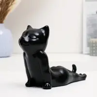 Фигурка - подставка для телефона &laquo;Кот мордой вверх&raquo;, гипс, чёрный, 17 см