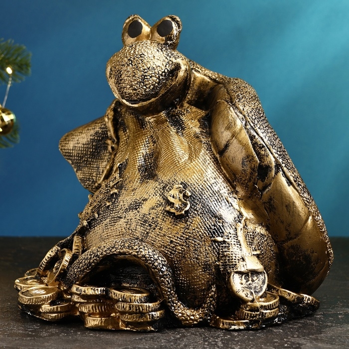 Копилка Копилка "Змея с мешком " черное золото, 25х27х23см