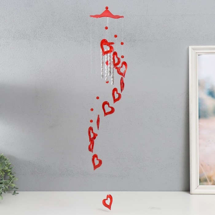 Музыка ветра пластик Музыка ветра пластик "Сердце" 4 трубочки 11 фигурок 50 см