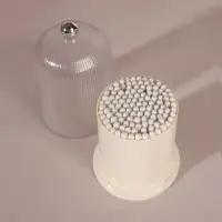 Органайзер для ватных палочек, с крышкой, d=7.4&times;11.6 см, молочный, прозрачный