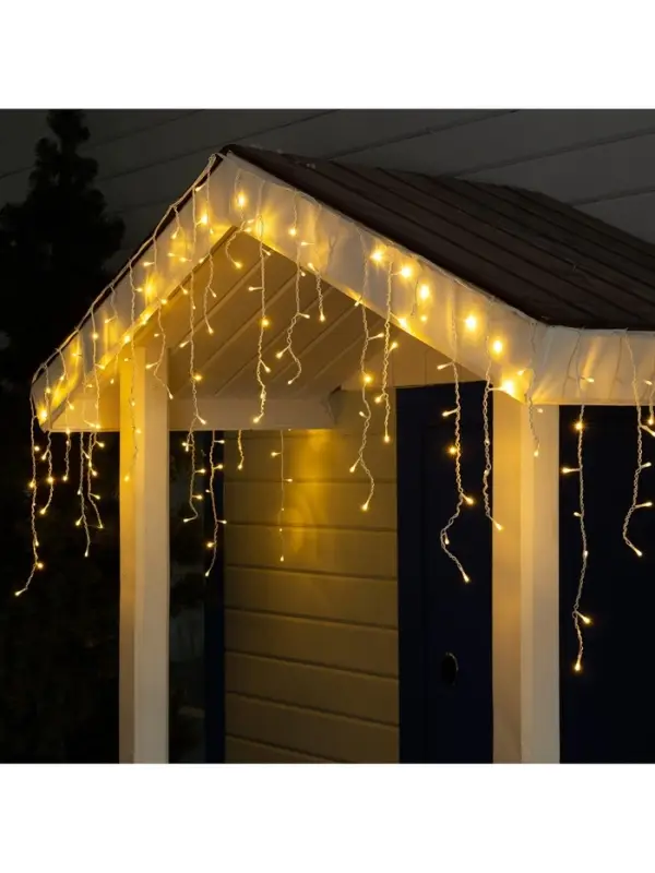 Гирлянда &laquo;Бахрома&raquo; 3&times;0.6 м, IP44, УМС, белая нить, 160 LED, свечение тёплое белое, 220 В