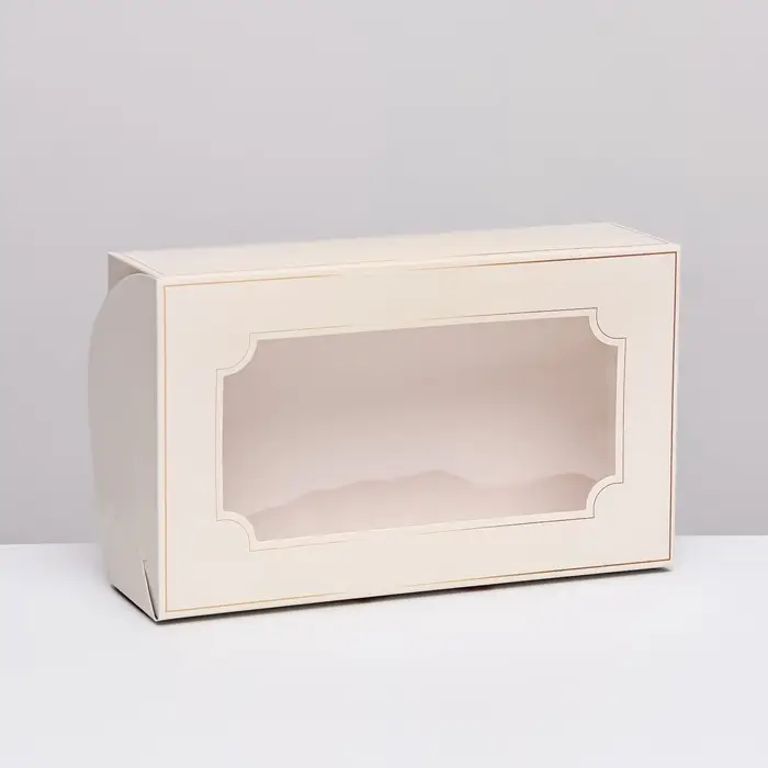 Коробка складная с окном под зефир &laquo;Золотой бант&raquo;, 25&times;15&times;7 см