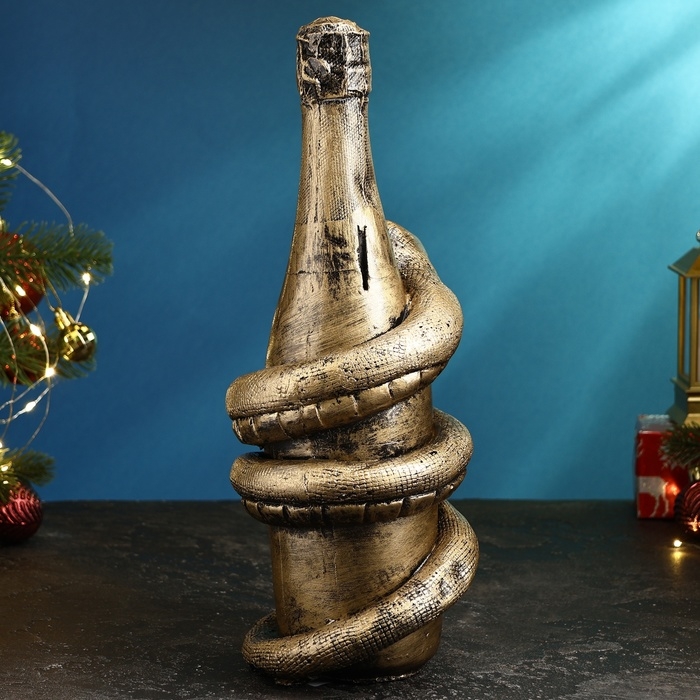 Копилка Копилка "Змея с шампанским" черное золото, 35х16х16см