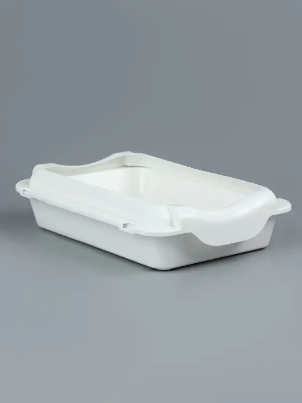 Туалет средний с бортом и сеткой 36&times;26&times;9 см, лоток+сетка+борт белый