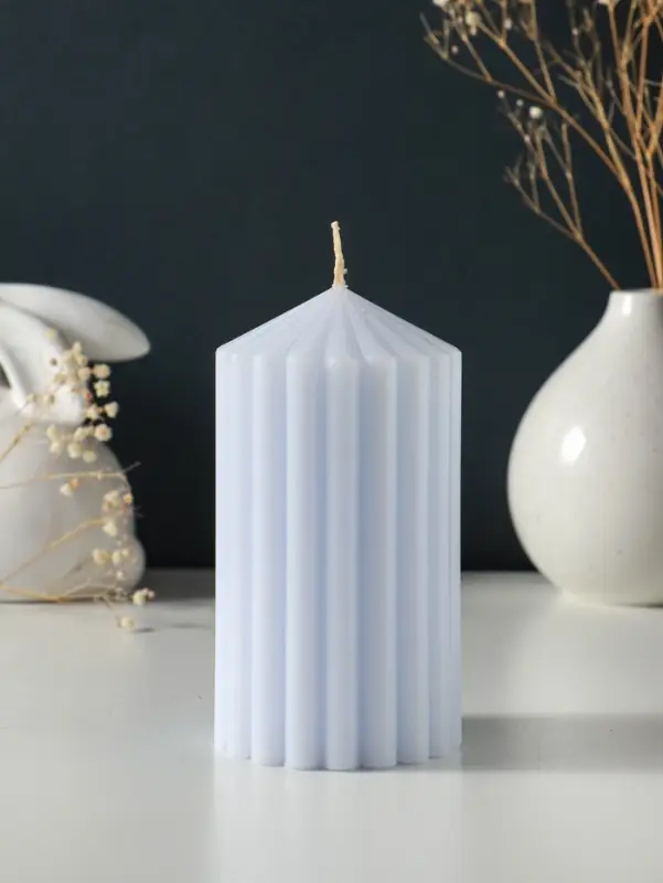 Свеча-цилиндр 7х14 см, 370 гр, рифлёная, лаванда Свеча-цилиндр 7х14 см, 370 гр, рифлёная, лаванда