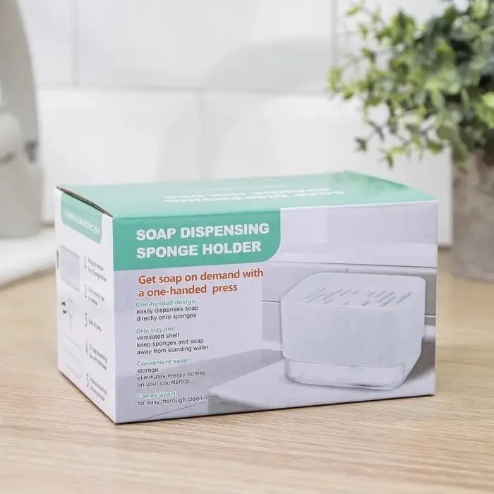 Дозатор для моющего средства с подставкой для губки, 250 мл, губка в комплекте, цвет бирюзовый Дозатор для моющего средства с подставкой для губки, 250 мл, губка в комплекте, цвет бирюзовый