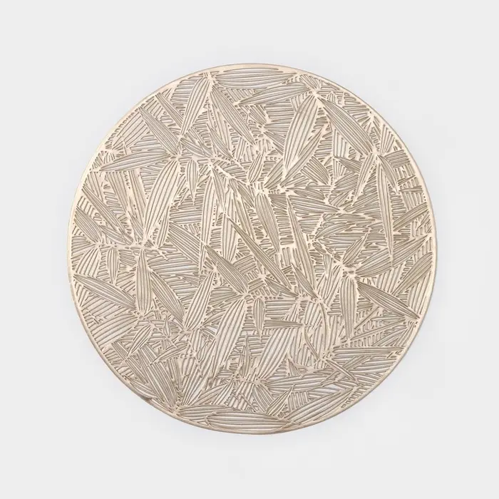 Салфетки сервировочные на стол Доляна &laquo;Листья&raquo;, d=38 см, 4 шт., золотые