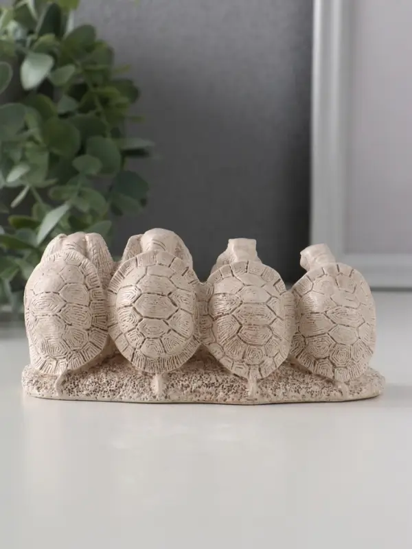 Фигура «Черепахи ничего не вижу, не слышу, не скажу, не делаю», 13×4.5×5.5 см, слоновая кость