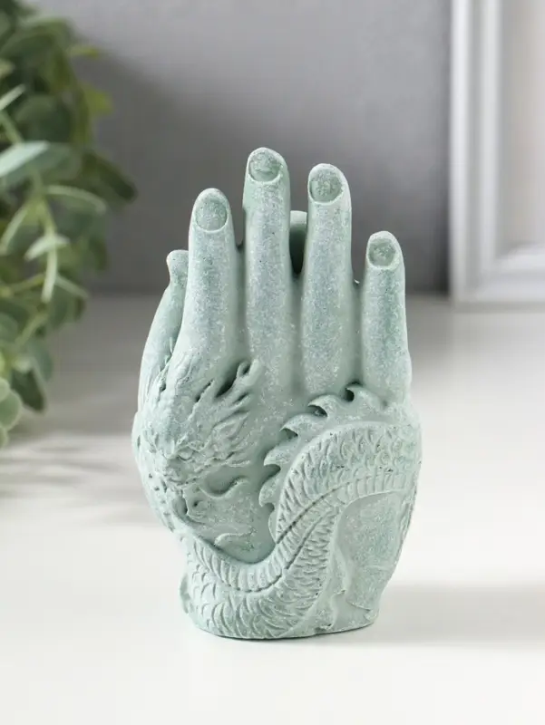 Сувенир полистоун "Хотей и рука с драконом" зелёный 6,5х7х12,5 см