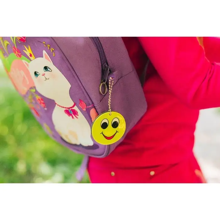 Светоотражающий элемент «Смайлик с большими глазами», двусторонний, d=5.3 см, жёлтый Светоотражающий элемент «Смайлик с большими глазами», двусторонний, d=5.3 см, жёлтый