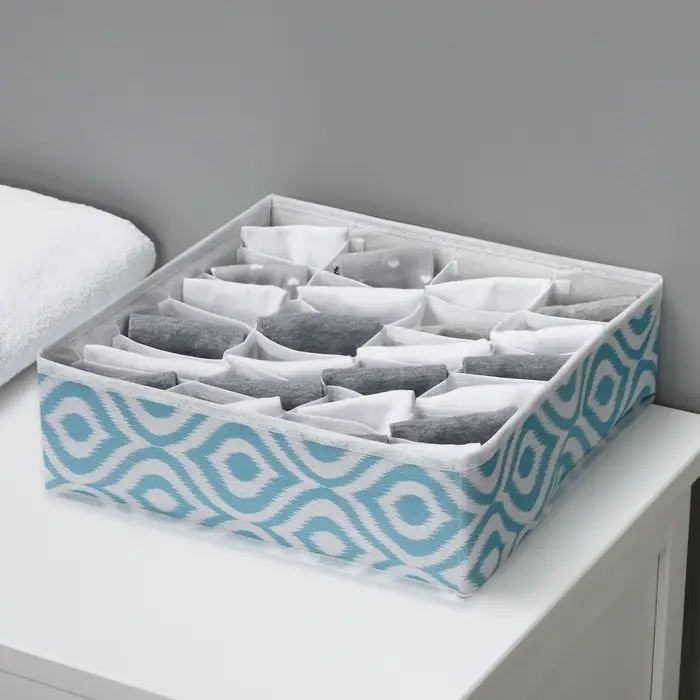 Органайзер для хранения белья Доляна &laquo;Лагуна&raquo;, 24 ячейки, 30&times;30&times;10 см, бирюзовый