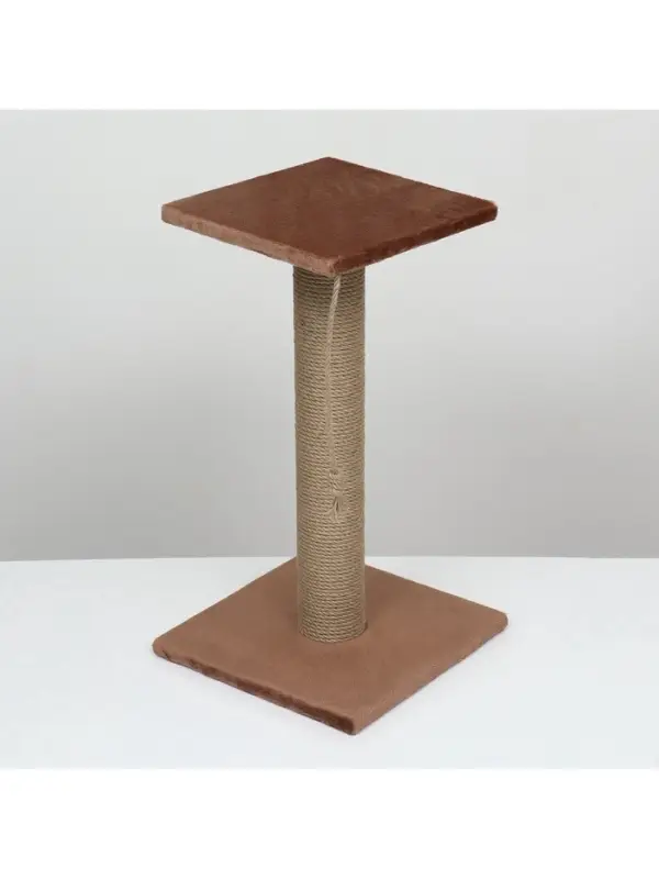 Когтеточка-столбик, 35&times;35&times;64 см, &Oslash;10, с площадкой, КД-37, джут, цвет МИКС