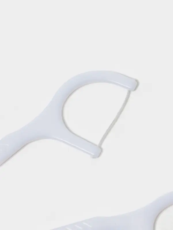 Флоссеры - зубочистки с зубной нитью, набор 100 шт., пластик, шелковина, белые