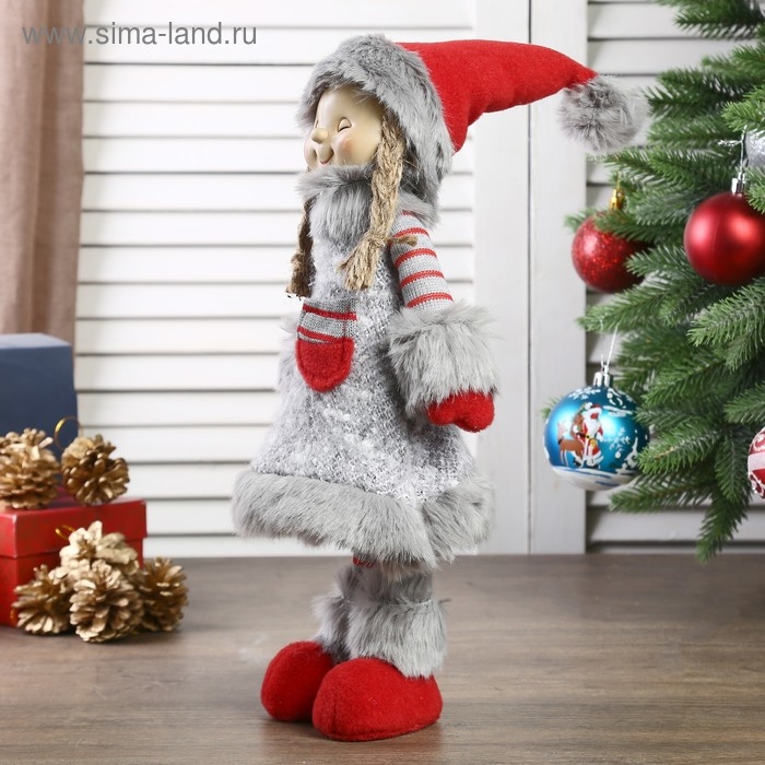 Кукла интерьерная Кукла интерьерная "Девочка в сером платьице с меховой отделкой" 46 см