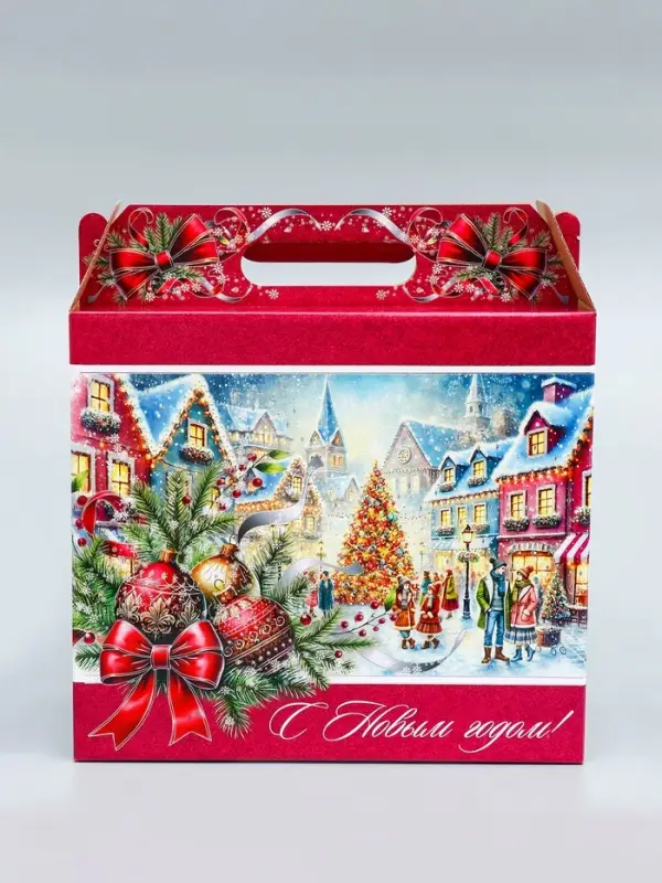 Коробка подарочная новогодняя «Рождественский город» 34×14×35.5 см Коробка подарочная новогодняя «Рождественский город» 34×14×35.5 см