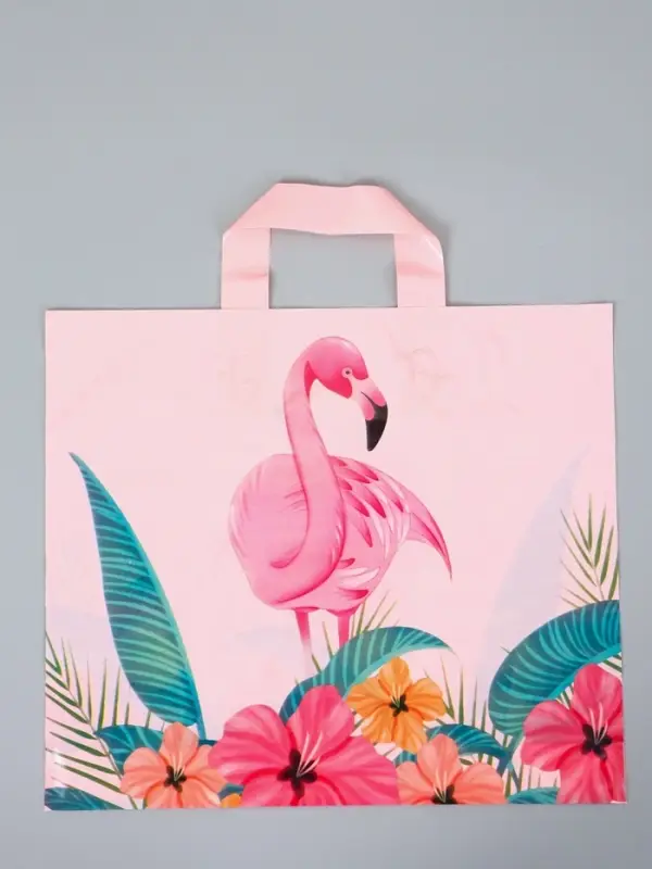 Пакет с петлевой ручкой "Фламинго" 35 х 30 х 8, см, 60 мкм