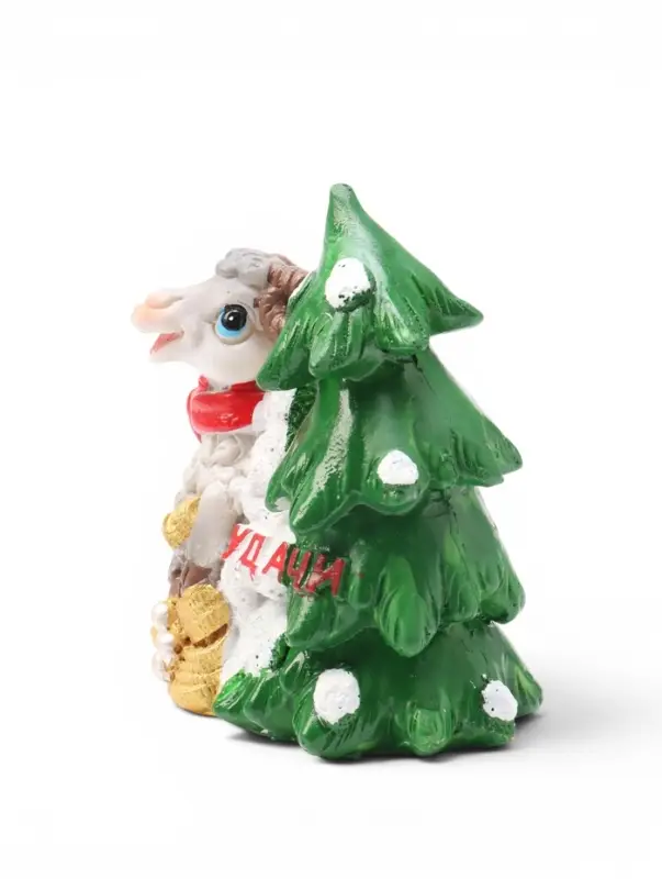 Копилка полистоун &laquo;Баран с монетами у ёлки/мешка с подарками&raquo; МИКС 8.5&times;6.5&times;10 см