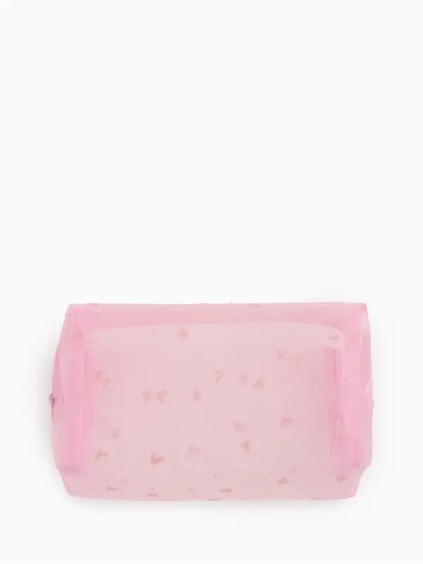 Косметичка дор Сердца, сетка 18*7,5*10, отд на молнии, розовый Косметичка дор Сердца, сетка 18*7,5*10, отд на молнии, розовый