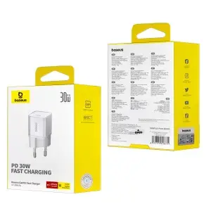 Переходник сетевого зарядного устройства на Type-C 30W GAN5S P10162504213-00 Baseus белый