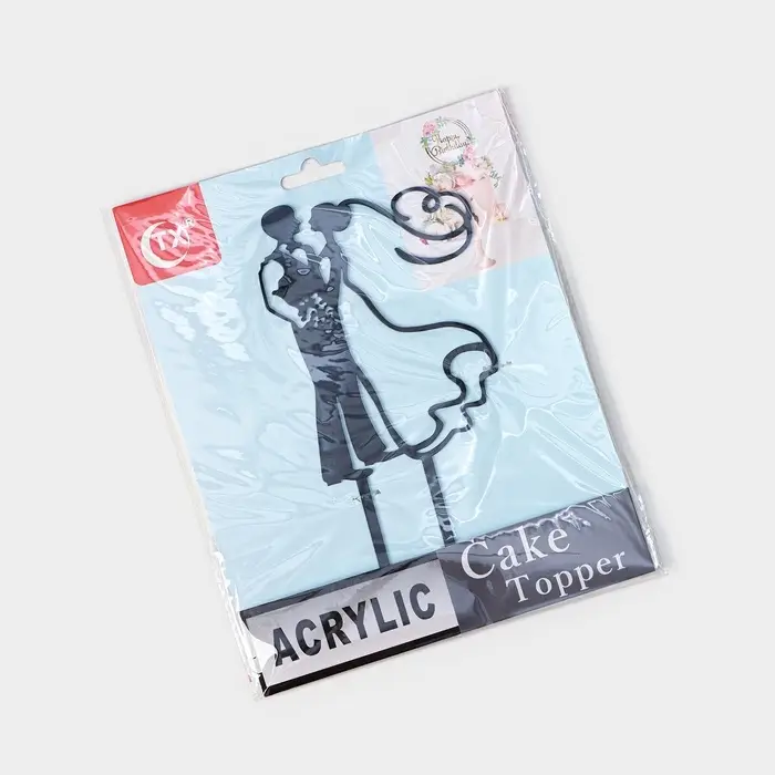 Топпер для торта &laquo;Свадьба&raquo;, 10&times;17.5 см, пластик, чёрный
