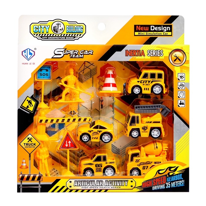 Набор детских машинок «Стройка», инерция, 5 шт., аксессуары Набор детских машинок «Стройка», инерция, 5 шт., аксессуары