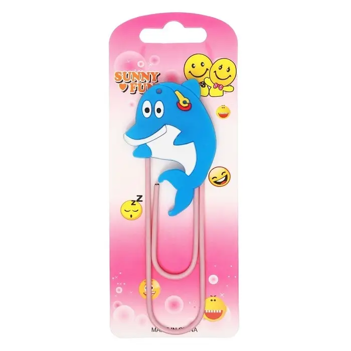 Закладка-скрепка большая «Дельфин», 11 см, МИКС Закладка-скрепка большая «Дельфин», 11 см, МИКС