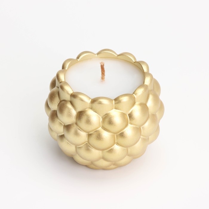 Свеча  Свеча "Шар" в подсвечнике с выпуклыми шарообразными гранями из гипса, 8х7 см, золото