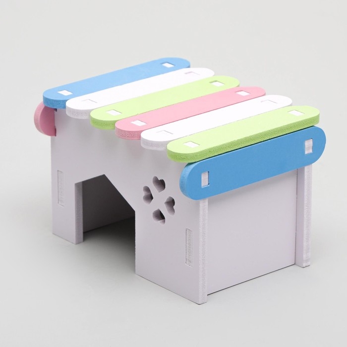 Домик для грызунов с разноцветной крышей, 12 х 7,5 х 8 см, микс цветов Домик для грызунов с разноцветной крышей, 12 х 7,5 х 8 см, микс цветов