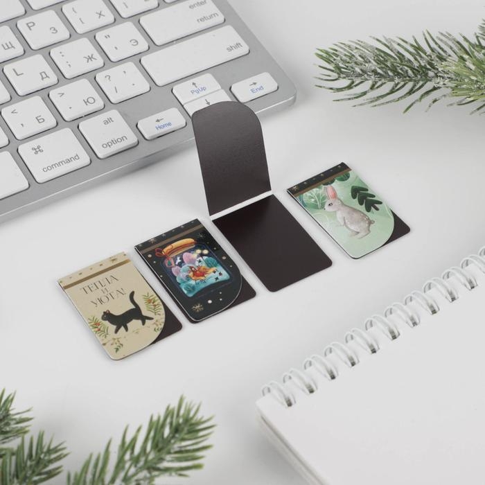 Новый год. Закладки для книг магнитные «С Новым годом», 4 шт мини Новый год. Закладки для книг магнитные «С Новым годом», 4 шт мини